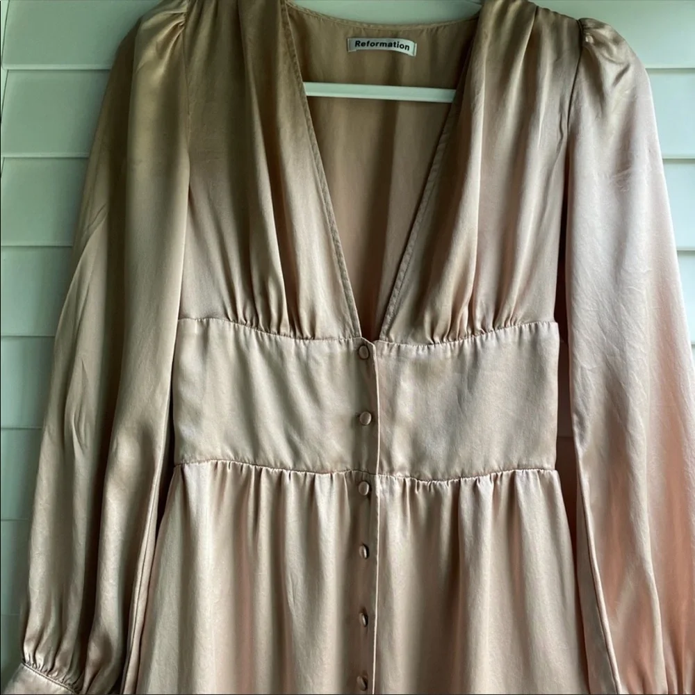 Reformation Pink Satin Midi Dress - Picture 5 of 14